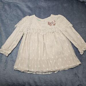 Nannette Baby Dress Lace Style 3 Layers 24M Light Peach Creme Colored
